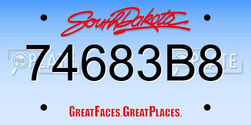 74683B8 South Dakota License Plate