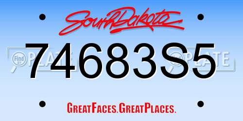 74683S5 South Dakota License Plate