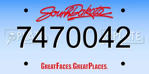 7470042 South Dakota License Plate
