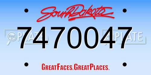 7470047 South Dakota License Plate