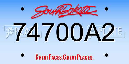 74700A2 South Dakota License Plate