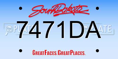 7471DA South Dakota License Plate