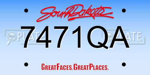 7471QA South Dakota License Plate