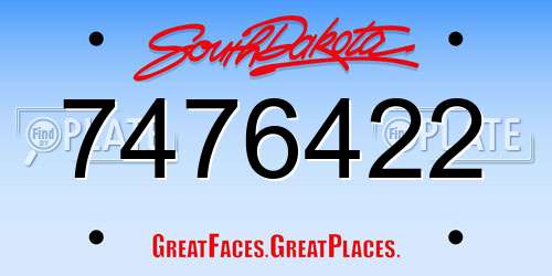 7476422 South Dakota License Plate