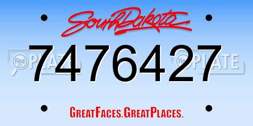7476427 South Dakota License Plate