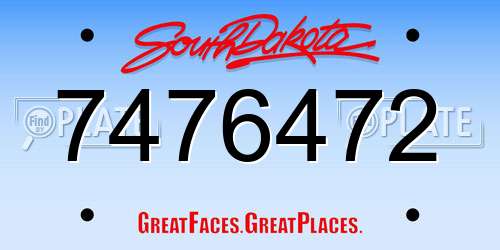 7476472 South Dakota License Plate