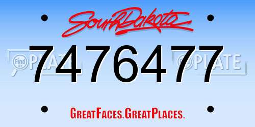 7476477 South Dakota License Plate