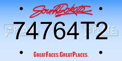 74764T2 South Dakota License Plate