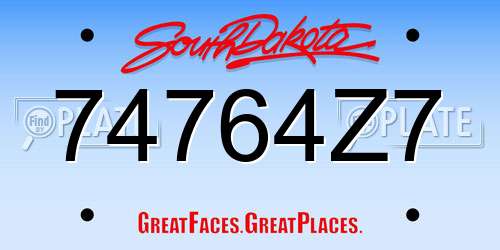 74764Z7 South Dakota License Plate