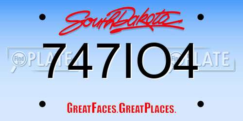 747IO4 South Dakota License Plate