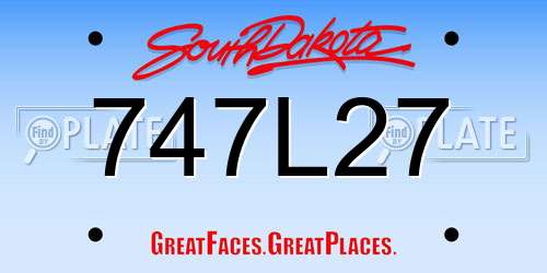 747L27 South Dakota License Plate