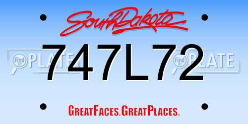747L72 South Dakota License Plate