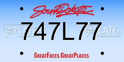 747L77 South Dakota License Plate