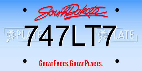 747LT7 South Dakota License Plate