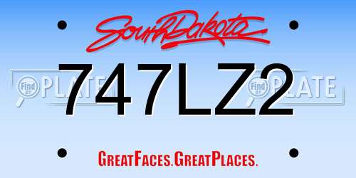 747LZ2 South Dakota License Plate