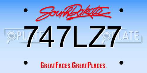 747LZ7 South Dakota License Plate