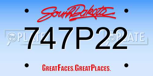 747P22 South Dakota License Plate