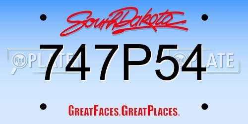 747P54 South Dakota License Plate