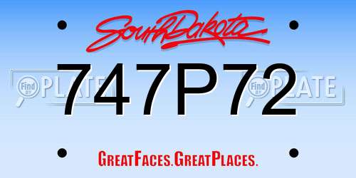 747P72 South Dakota License Plate