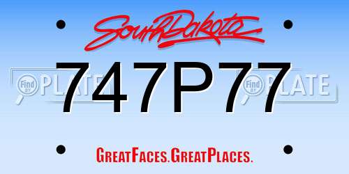 747P77 South Dakota License Plate