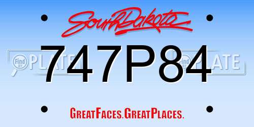 747P84 South Dakota License Plate