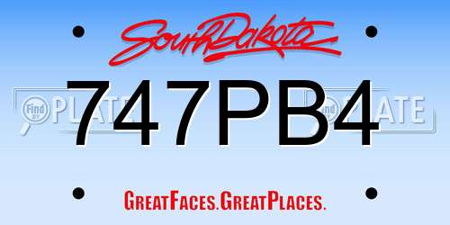 747PB4 South Dakota License Plate