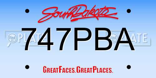 747PBA South Dakota License Plate