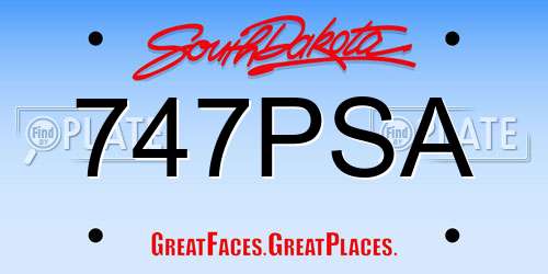 747PSA South Dakota License Plate