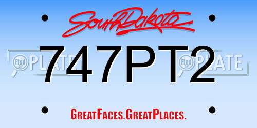 747PT2 South Dakota License Plate