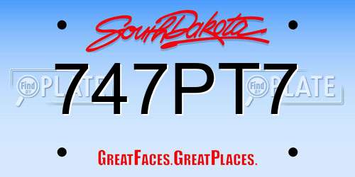747PT7 South Dakota License Plate