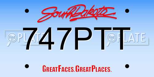 747PTT South Dakota License Plate