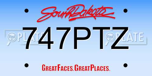 747PTZ South Dakota License Plate