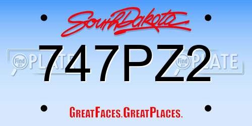 747PZ2 South Dakota License Plate