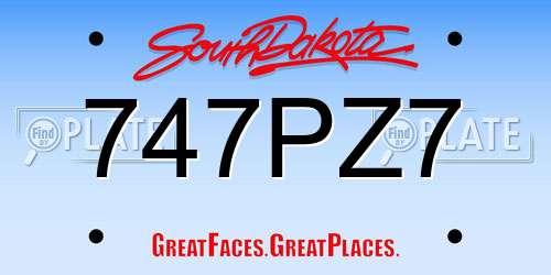747PZ7 South Dakota License Plate