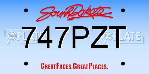 747PZT South Dakota License Plate