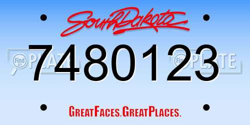 7480123 South Dakota License Plate