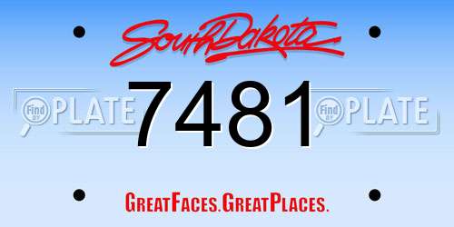 7481 South Dakota License Plate