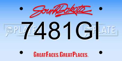 7481GI South Dakota License Plate