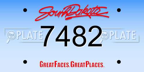 7482 South Dakota License Plate