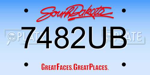 7482UB South Dakota License Plate