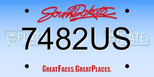 7482US South Dakota License Plate