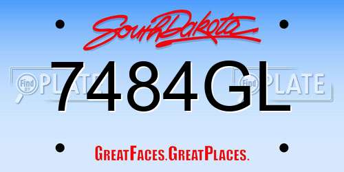 7484GL South Dakota License Plate