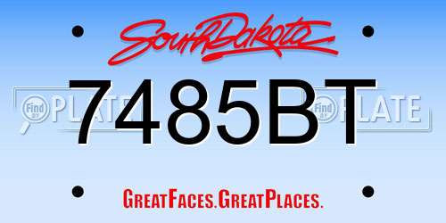 7485BT South Dakota License Plate