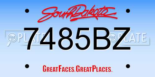 7485BZ South Dakota License Plate