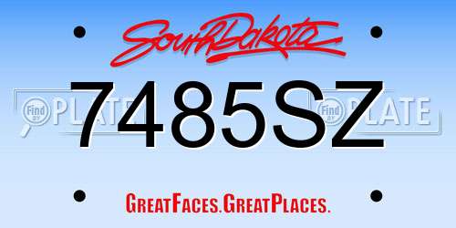 7485SZ South Dakota License Plate