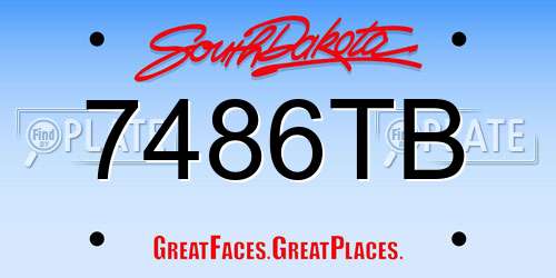 7486TB South Dakota License Plate
