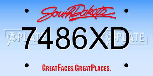 7486XD South Dakota License Plate
