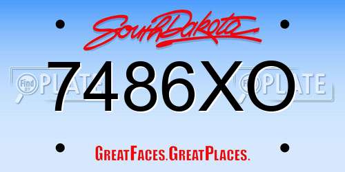 7486XO South Dakota License Plate