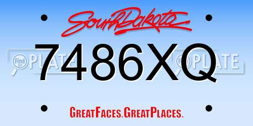 7486XQ South Dakota License Plate