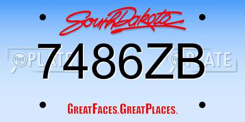 7486ZB South Dakota License Plate